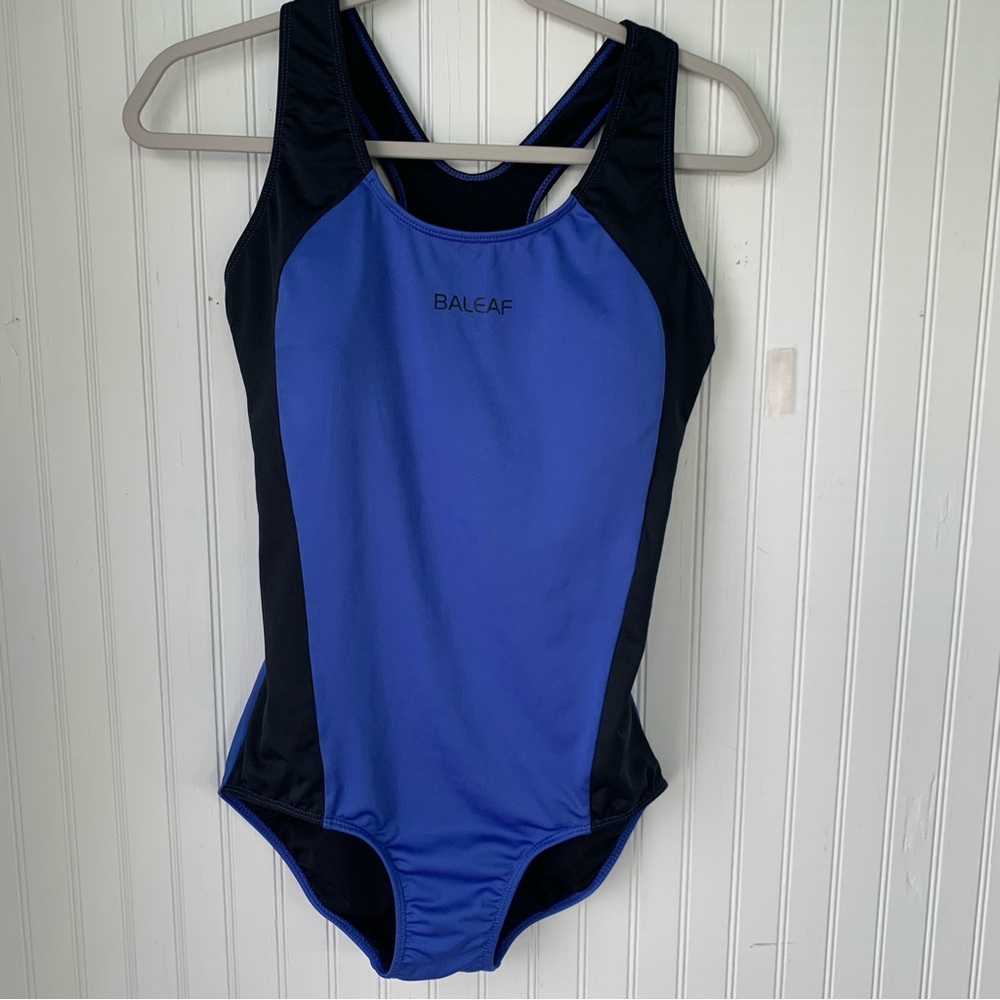 Baleaf Blue and Black One Piece Athletic Swimsuit w/razorback